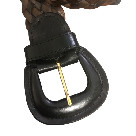 Made In Italy LUIGI LANATTA Genuine Leather BRAIDED Woven BROWN Belt Mens 30/ M - Picture 6 of 8